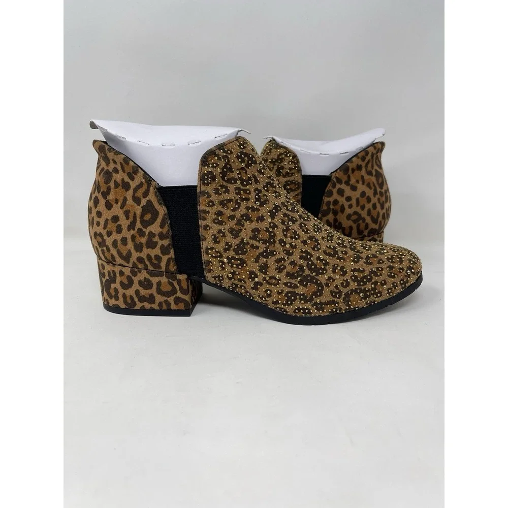 Kenneth Cole Women's Reaction Size 8 Sandra EZ On Jeweled Bootie Leopard